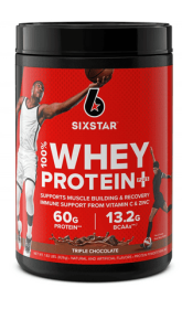 Six Star Pro Nutrition 100% Whey Protein Powder Plus, 30g Protein, Triple Chocolate, 1.81 lbs