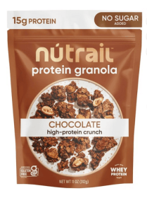 NuTrail 15g Protein Granola Cereal, Chocolate, No Sugar Added, Gluten Free, Made with Whey, 11 oz. 1 Count