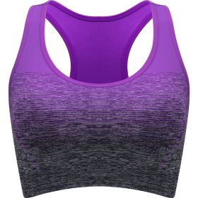 1pc/2pcs/3pcsMedium Support Two Tone Racer Back Sports Bra, Fitness Workout Running Yoga Bra (Color: Purple, size: L(8/10))