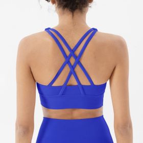 Nylon Top Women Bra Sexy Top Woman Breathable Underwear Women Fitness Yoga Sports Bra For Women Gym 22 Colors (Color: Electric Blue, size: M)