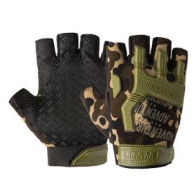 Military Airsoft Gloves Army Tactical Shooting Gloves Combat Men Outdoor Hiking Riding Anti-Slip Half / Full Finger Gloves (Color: CAMO, size: L)