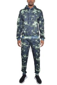FULL CAMO HOODIE COTTON SWEAT SET (Color: OLIVE, size: 2XL)