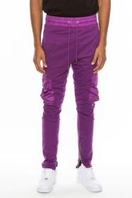 Heathered Cotton Blend Joggers (Color: Purple, size: XL)