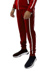 Mens Active Wear Running Track Pant Joggers (Color: Red, size: S)