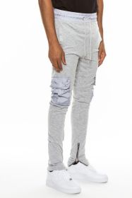 Heathered Cotton Blend Joggers (Color: Grey, size: L)