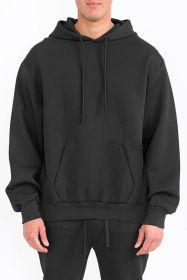 Mens Solid Tech Fleece Hoodie (Color: Black, size: 2XL)