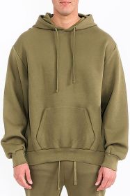 Mens Solid Tech Fleece Hoodie (Color: OLIVE, size: 2XL)