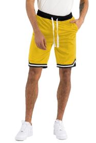 Solid Athletic Basketball Sports Shorts (Color: Yellow, size: S)