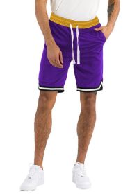 Solid Athletic Basketball Sports Shorts (Color: Purple, size: L)