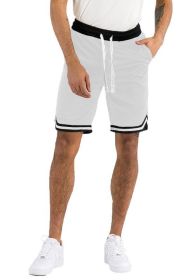 Solid Athletic Basketball Sports Shorts (Color: White, size: 3XL)