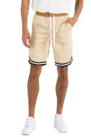 Solid Athletic Basketball Sports Shorts (Color: Khaki, size: 3XL)