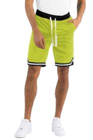 Solid Athletic Basketball Sports Shorts (Color: LIME, size: M)