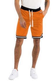 Solid Athletic Basketball Sports Shorts (Color: Orange, size: S)