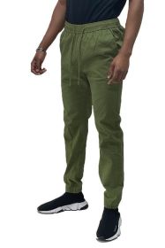 Weiv Mens Solid Stretch Cargo Jogger (Color: OLIVE, size: L)