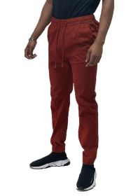 Weiv Mens Solid Stretch Cargo Jogger (Color: BURGUNDY, size: M)