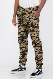 Weiv Mens Solid Stretch Cargo Jogger (Color: CAMO, size: M)
