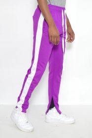 Slim Fit Single Stripe Track Pant (Color: PURPLE WHITE, size: S)