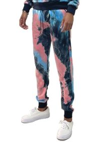 COTTON TYE DYE SWEAT PANTS (Color: BLACK BLUE, size: L)