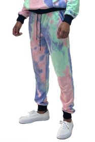 COTTON TYE DYE SWEAT PANTS (Color: LIME PURPLE, size: 2XL)