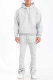 Mens Solid Fleece Flare Stacked SET (Color: H GREY, size: 2XL)