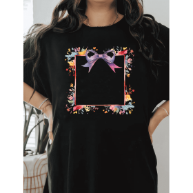 Casual Women's Cotton T-Shirt with Bow Detail - Trendy and Comfortable for Every Season (Style: 79)