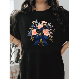 Casual Women's Cotton T-Shirt with Bow Detail - Trendy and Comfortable for Every Season (Style: 92)